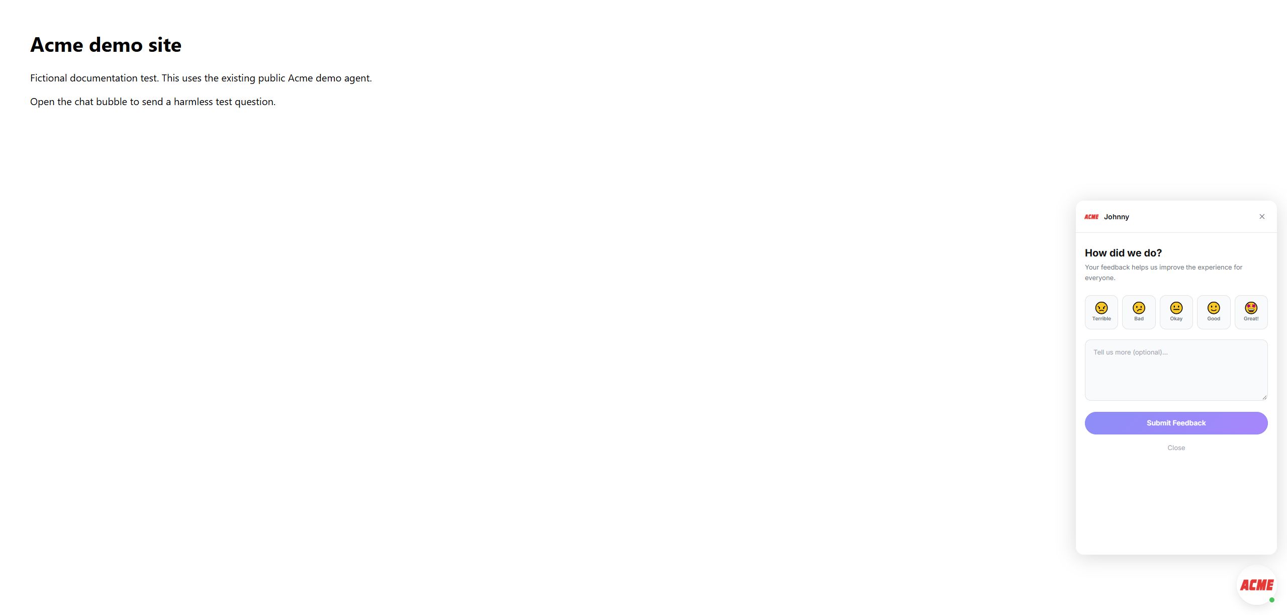 Feedback survey after End Chat, before a rating is chosen.