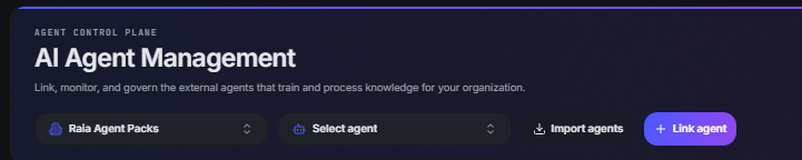 AI Agent Management header with the Link agent button