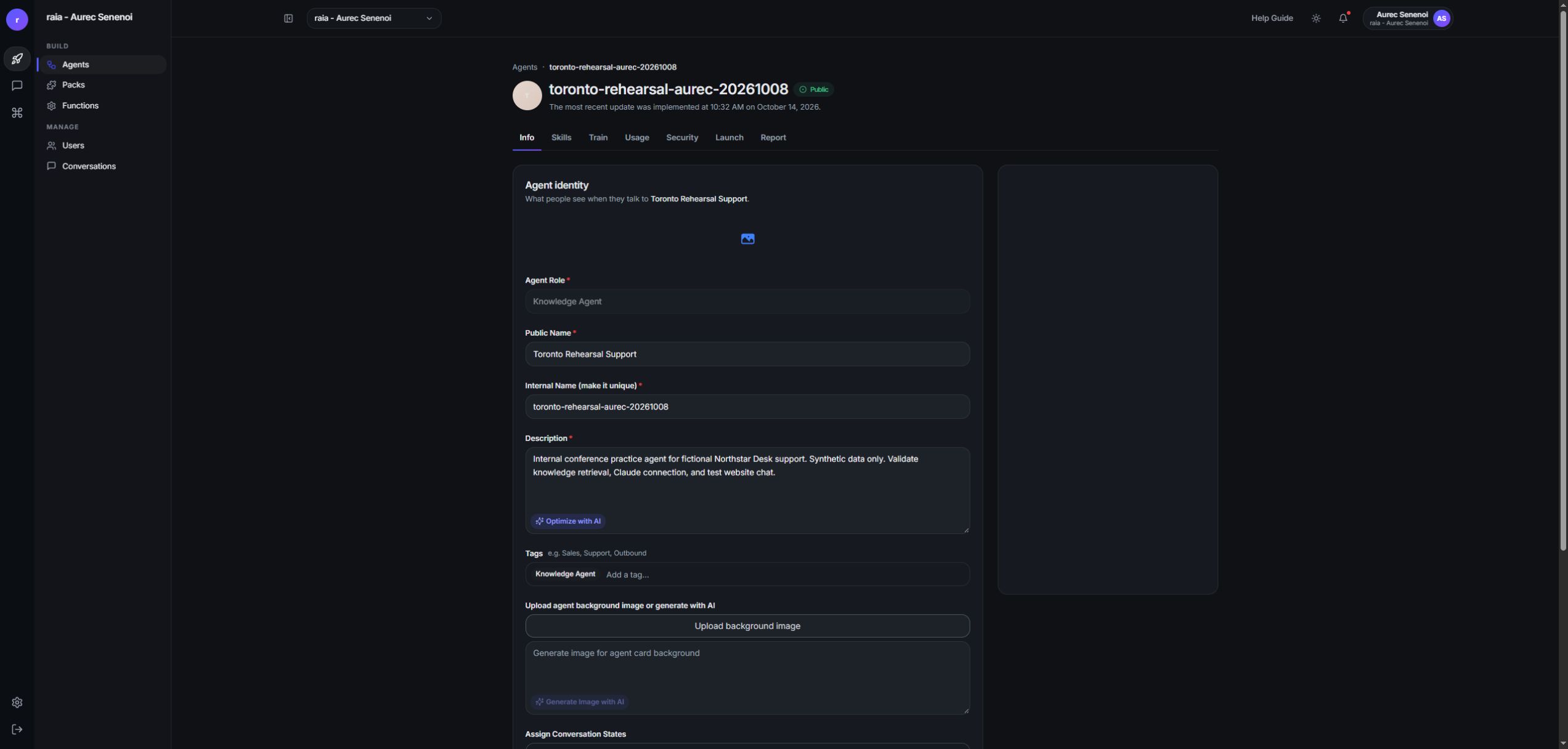 Product screenshot detail: The Info tab.